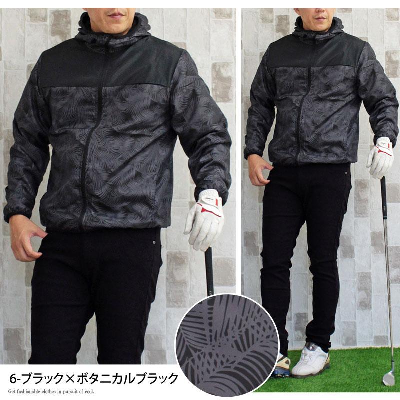 FR2GOLF ブルゾン アウター ゴルフ ブラック 黒 ジャージ パーカー ゴルフジャケット メンズ ゴルフウェア 裏起毛フリース 撥水加工