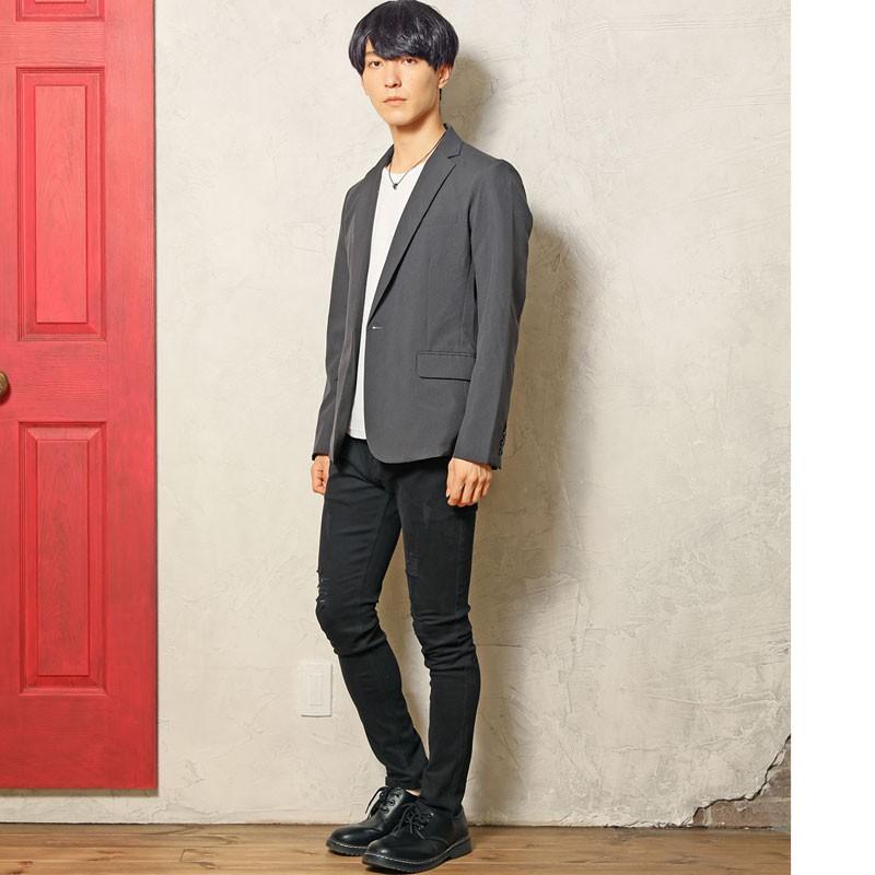 メンズテーラードジャケット ノッチドラペル スーツ生地 1B 無地