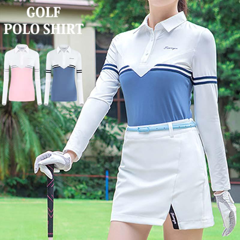 ゴルフウェア レディース ゴルフ ポロシャツ ストレッチ 伸縮 長袖