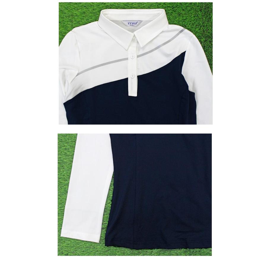 ゴルフ ポロシャツ レディース ゴルフウェア 長袖 ストレッチ