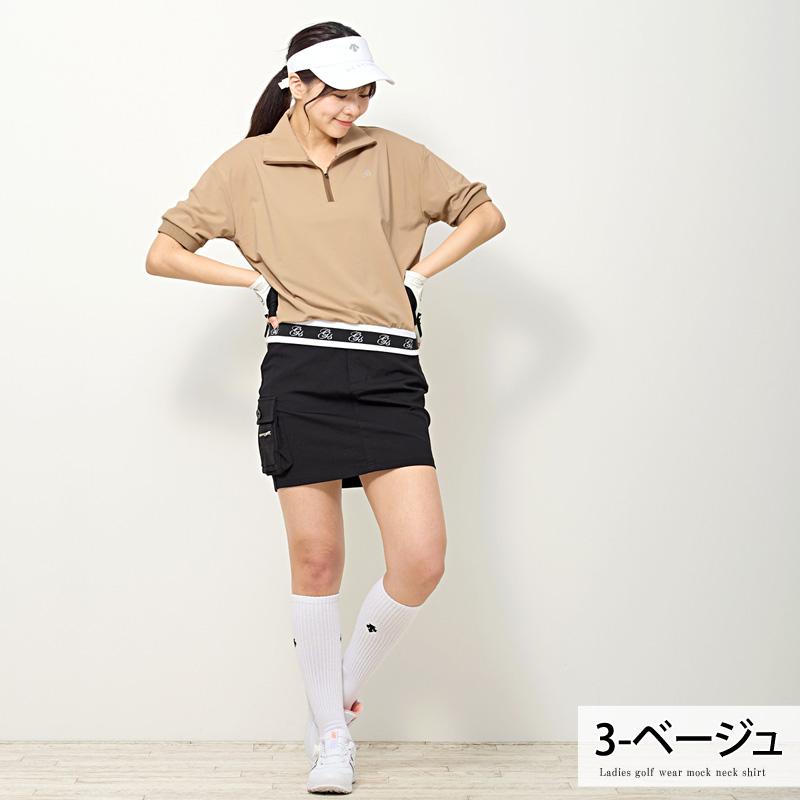 ゴルフウェア レディース gs GOLF ハーフジップ リブロゴトップス