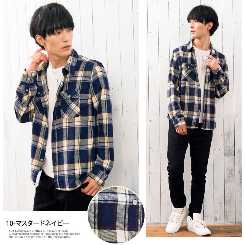 チェックシャツ メンズ ネルシャツ カジュアルシャツ 柄 先染め ビエラ