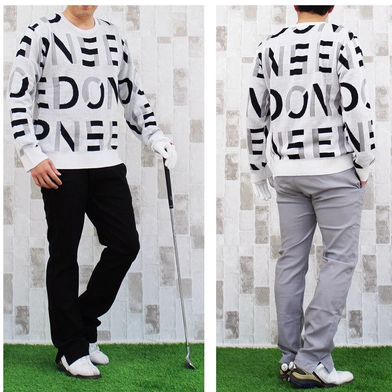 ゴルフウェア メンズ ゴルフニット セーター トップス 総柄 ロゴ 文字