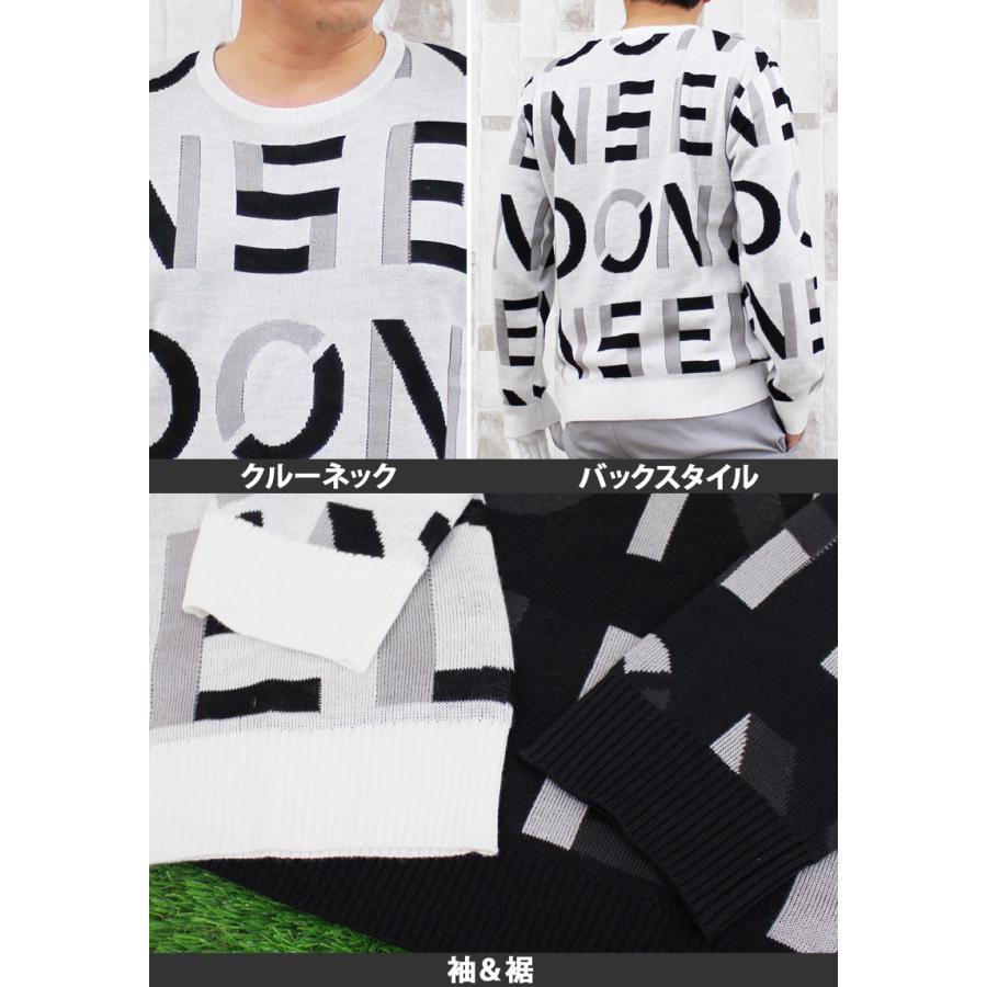   GOLF クルーネックニットセーター　ロゴ　総柄 ゴルフウェア メンズ ゴルフニット セーター トップス 総柄 ロゴ