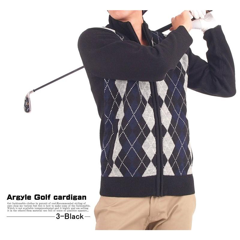 ゴルフウェア セーター ニット メンズ アーガイル柄 チェック柄ニット