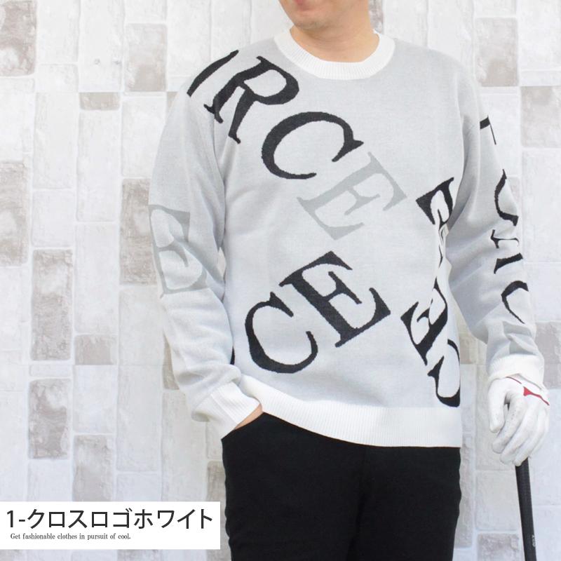 新品未使用！海外購入A NEW GOLF ロゴプリントセーター ベージュSサイズ ゴルフウェア メンズ ゴルフニット スプリングニット セーター