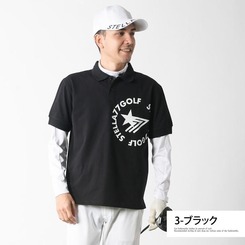ゴルフウェア ポロシャツ メンズ STELLA77GOLF 半袖 COOLMAX 吸汗速乾