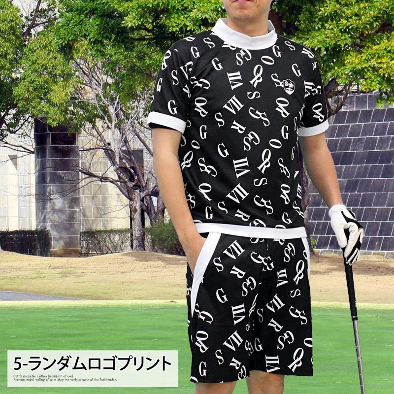 ゴルフウェア セットアップ 上下 メンズ モックネックシャツ