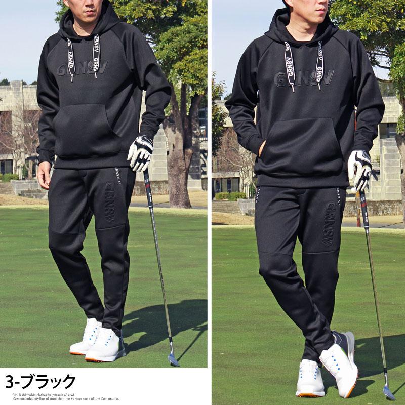 ゴルフウェア メンズ 上下セットアップ プルパーカー トレーナー