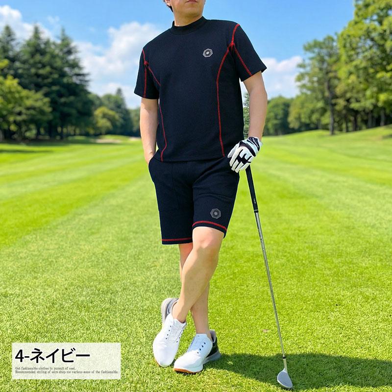 新品　ゴルフウェア ハーフパンツ ブラック ワッペンデザイン ストレッチ メンズ 新品 ゴルフウェア ハーフパンツ ブラック ワッペンデザイン