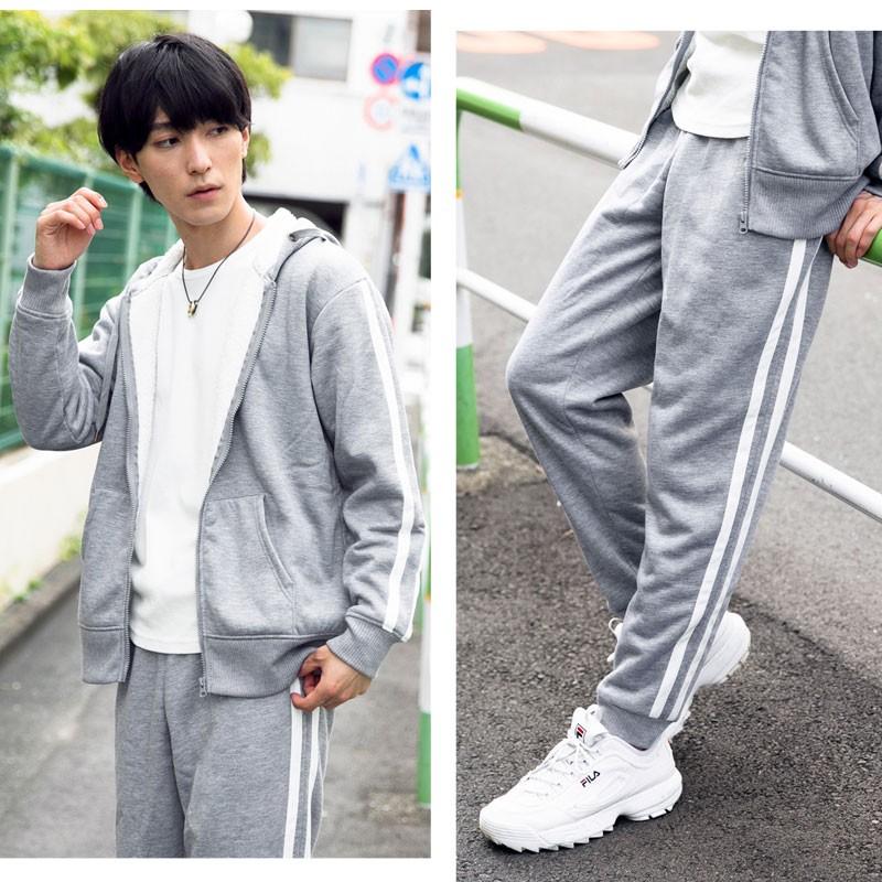 メンズジャージ スウェット 上下セット セットアップ 2本ライン 無地