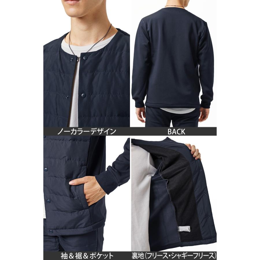 セットアップ メンズ アウトドアウェア ノーカラーダウンジャケット