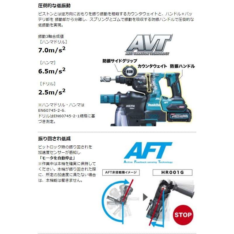 マキタ 40V充電式ハンマドリル HR001GZKV (青) 本体のみ 集じん 