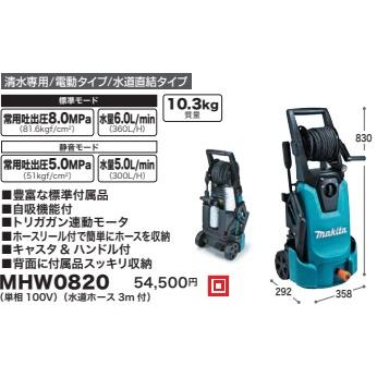 マキタ MHW0820 高圧洗浄機 高機能 動作未確認 現状品 マキタ makita 高圧洗浄機（高機能タイプ）100V 50/60Hz共用 5m