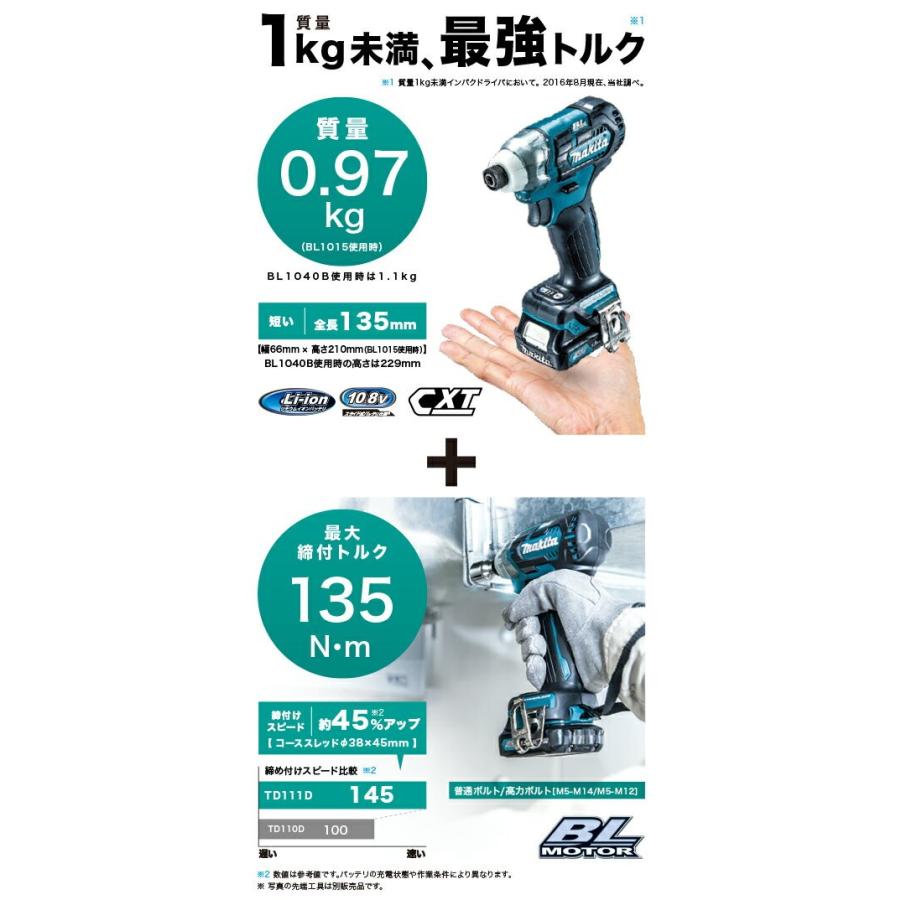 マキタ 10.8V充電式インパクトドライバ TD111DSMX (青)☆ : TOOL FOR U