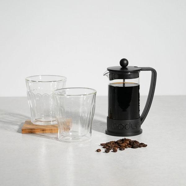 bodum ボダム フレンチプレス トライアルセット2（フレンチプレスコーヒーメーカー 350ml＋ダブルウォールグラス2個セット） BRAZIL コーヒーメーカーの画像