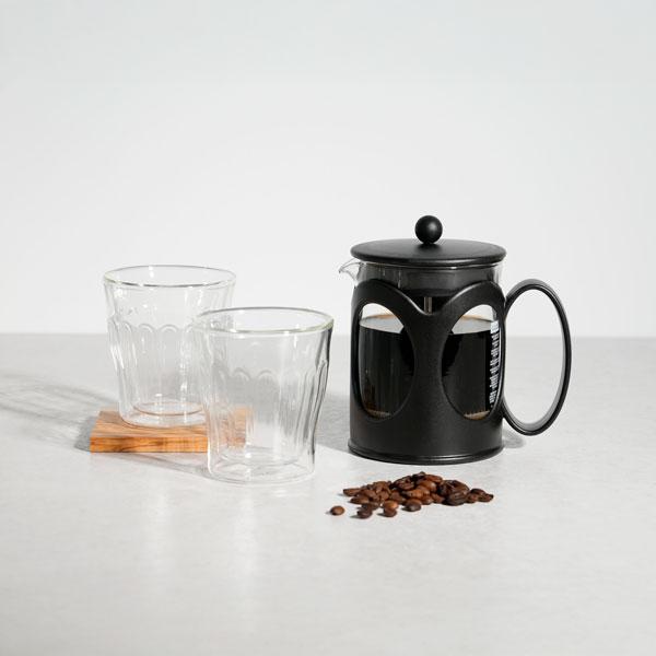 bodum ボダム フレンチプレス トライアルセット3（フレンチプレスコーヒーメーカー 500ml＋ダブルウォールグラス2個セット） KENIYA コーヒーメーカーの画像
