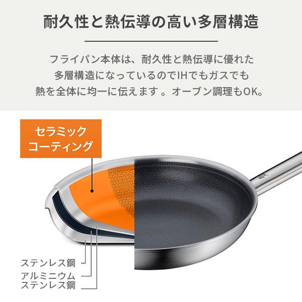 WMF ヴェーエムエフ アルティメット プロフィレジスト フライパン 28cm（ガス火・IH対応）ステンレスフライパン ハニカムプロテクト構造 ステンレスマット仕上げの画像