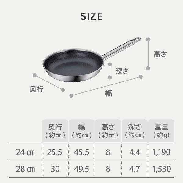 WMF ヴェーエムエフ アルティメット プロフィレジスト フライパン 28cm（ガス火・IH対応）ステンレスフライパン ハニカムプロテクト構造 ステンレスマット仕上げの画像