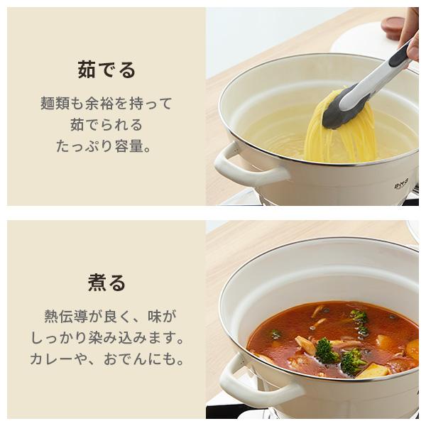 富士ホーロー オールインワン 27cm スノコ付き 両手鍋 深型 琺瑯鍋