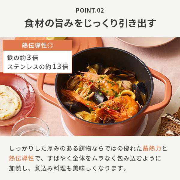 T-FAL ティファール キャストライン エアココット IHココット鍋 20cm セージグリーン・テラコッタ（ガス火・IH対応） 両手鍋 アルミキャスト チタンコーティング | T-fal | 04