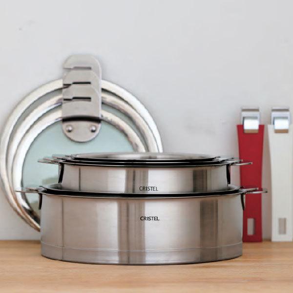 CRISTEL クリステル 両手鍋 14cm 蓋付、ハンドルセット