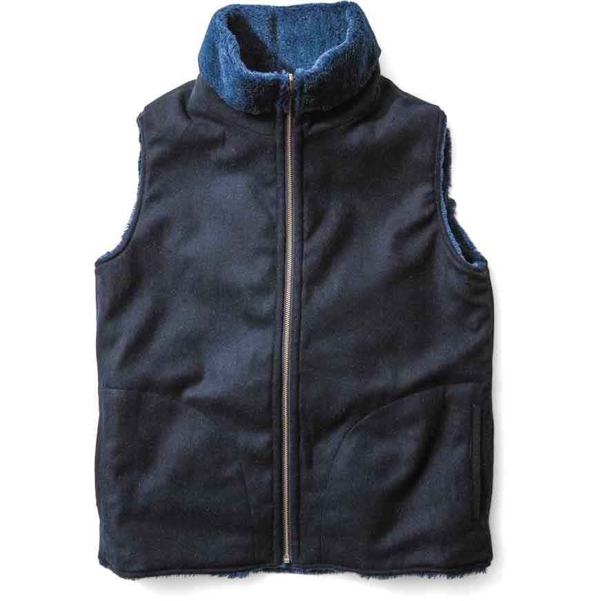 未使用　グリーンクロージング　ボアベスト　リバーシブル　ボーダー　M green clothing グリーンクロージング BOA VEST ボアベスト Navy／Blue