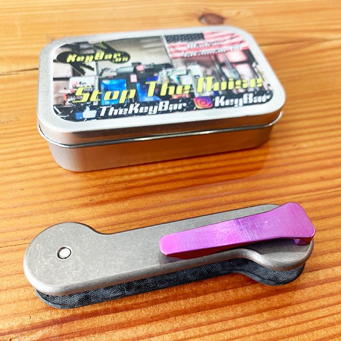 ◻️KeyBar チタン製 ミルドクリップ キーバー KEY BAR キーバー EDC マルチツール カーボンチタンパープルミル