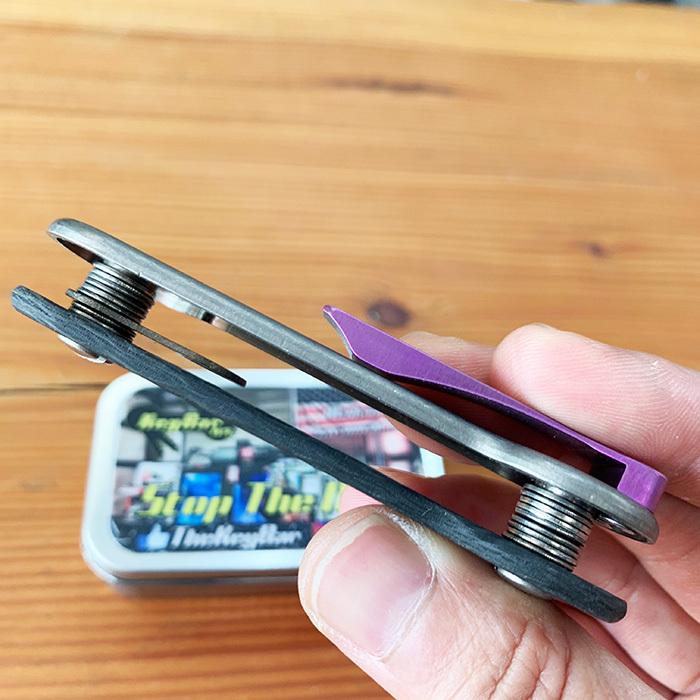 ◻️KeyBar チタン製 ミルドクリップ キーバー KEY BAR キーバー EDC マルチツール カーボンチタンパープルミル