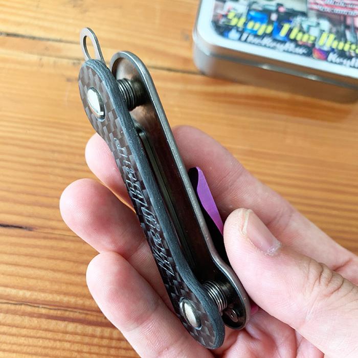 ◻️KeyBar チタン製 ミルドクリップ キーバー KEY BAR キーバー EDC マルチツール カーボンチタンパープルミル