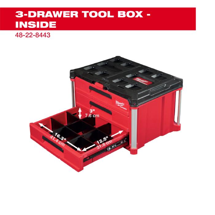a*n様 【最終値下】ミルウォーキー パックアウト 3段引き出し ツールボックス Milwaukee tool (ミルウォーキー) PACKOUT 引き出し収納 3段