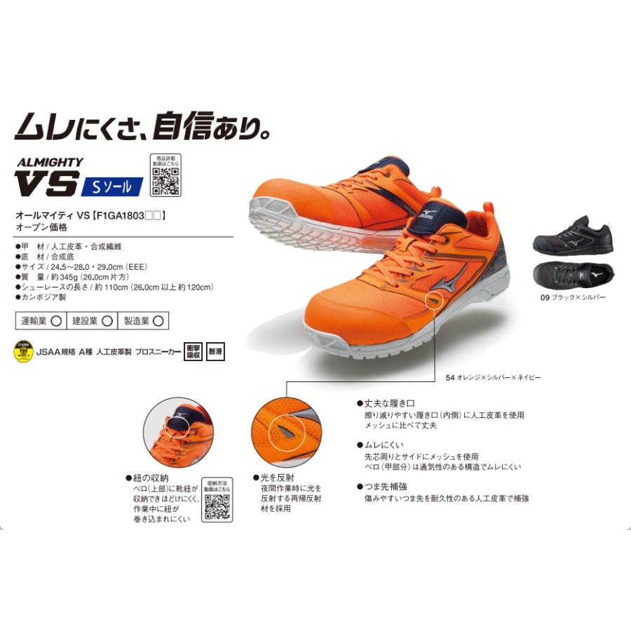 MIZUNO（ミズノ） 安全靴 オールマイティ VS【F1GA180309/54