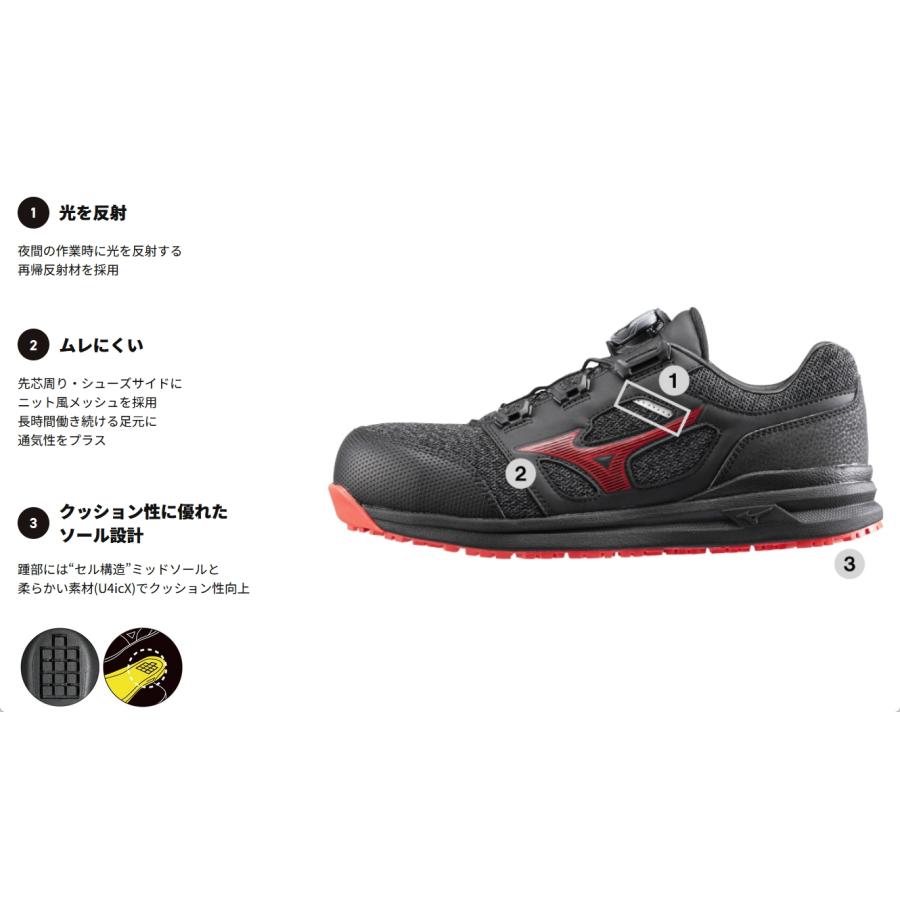 【新品未使用】ミズノ  安全靴  オールマイティLSⅡ  26.5 黒金 オールマイティ LSII 73 M BOA (ダイヤル／ミッドカット