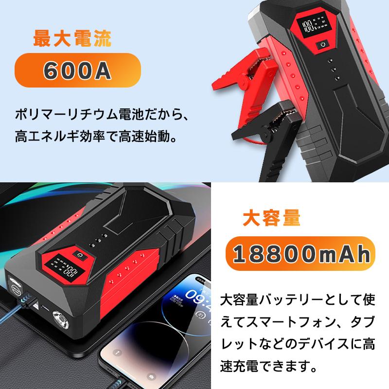 ジャンプスターター 12V車用エンジンスターター ブースターケーブル