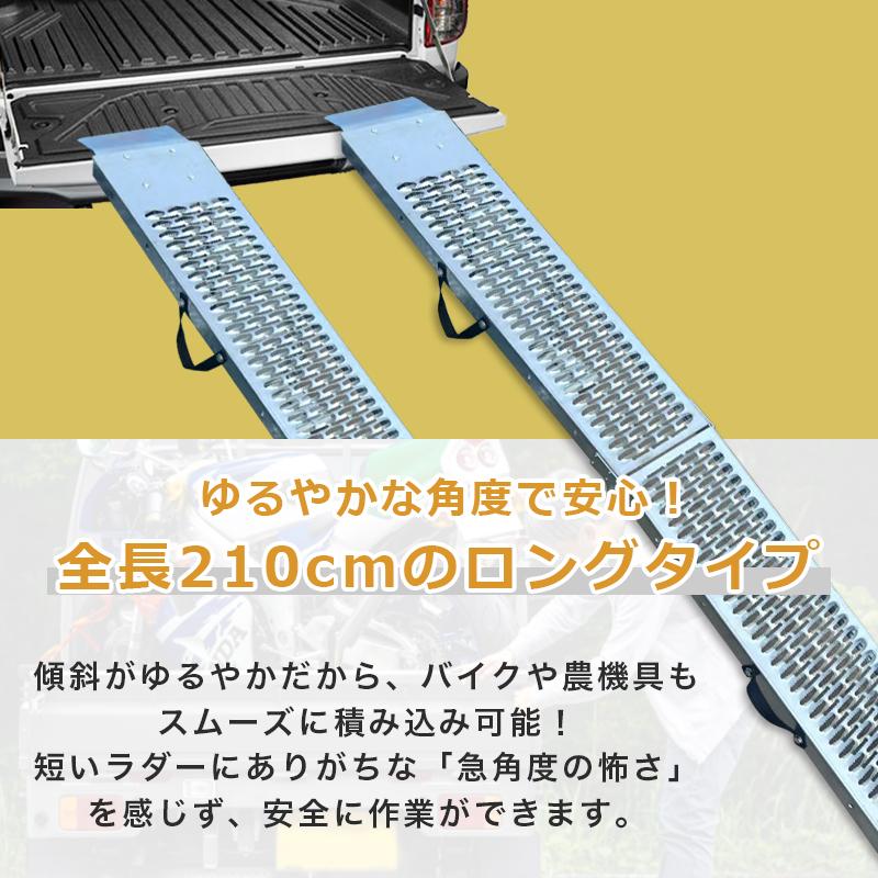 【未使用品】Tools ラダーレール 2本セット ラダーレール 2本セット バイク 折り畳み 2つ折り 210cm 300kg ベルト