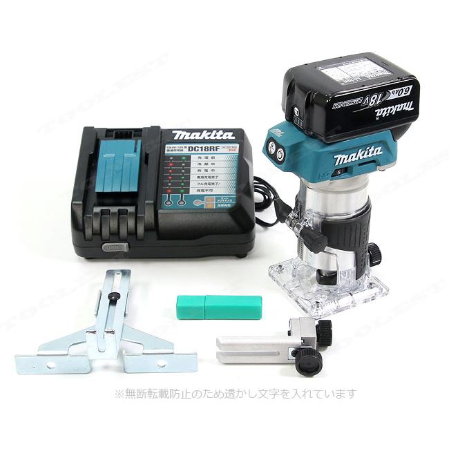 マキタ　18V　充電式トリマ　RT50DRG　6.0Ah Li-ion充電池(BL1860B)1個　USB端子付き充電器(DC18RF)　ケース｜toolest｜02