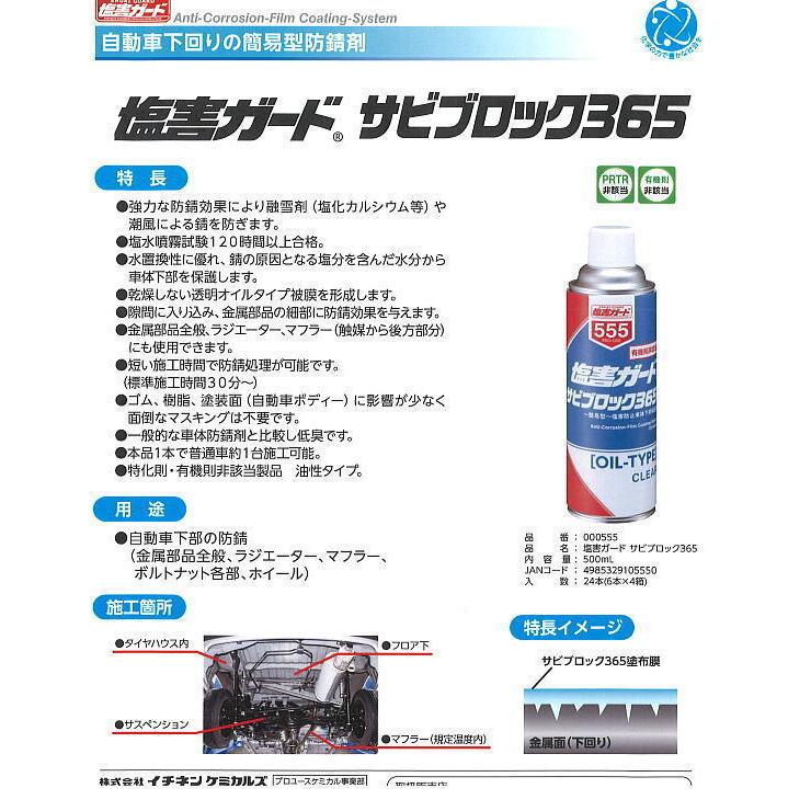 000555-24　塩害ガード　サビブロック365　自動車下回り簡易防錆剤　500ml 　　 24本　イチネンケミカルズ_1
