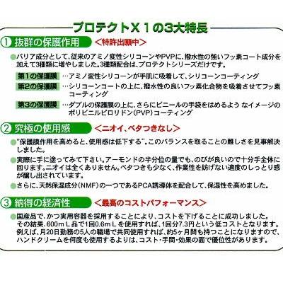 ハンドクリーム 500ml-6本入   皮膚保護クリームプロテクトX  スキントラブル解消 特大ポンプ 事業所用のお徳用品  アースブルーの画像