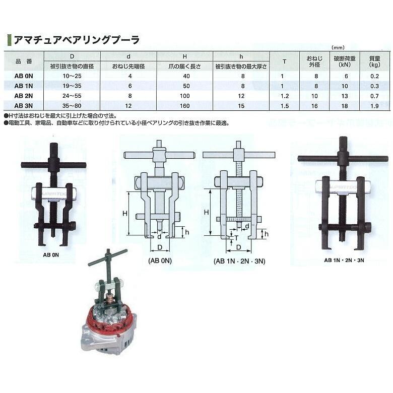 アマチュアベアリングプーラ AB3N スーパーツール : ツール 