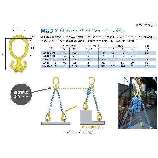 MGD-8-10　ダブルマスターリンク　2本吊り専用（ショートニング機能付き）チェーンスリング用金具　使用荷重60°3.4t　90°2.8t　　    マーテック｜toolexpress｜02