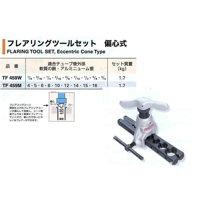 フレアリングツールセット TF459W （偏心式フィードハンドル型 