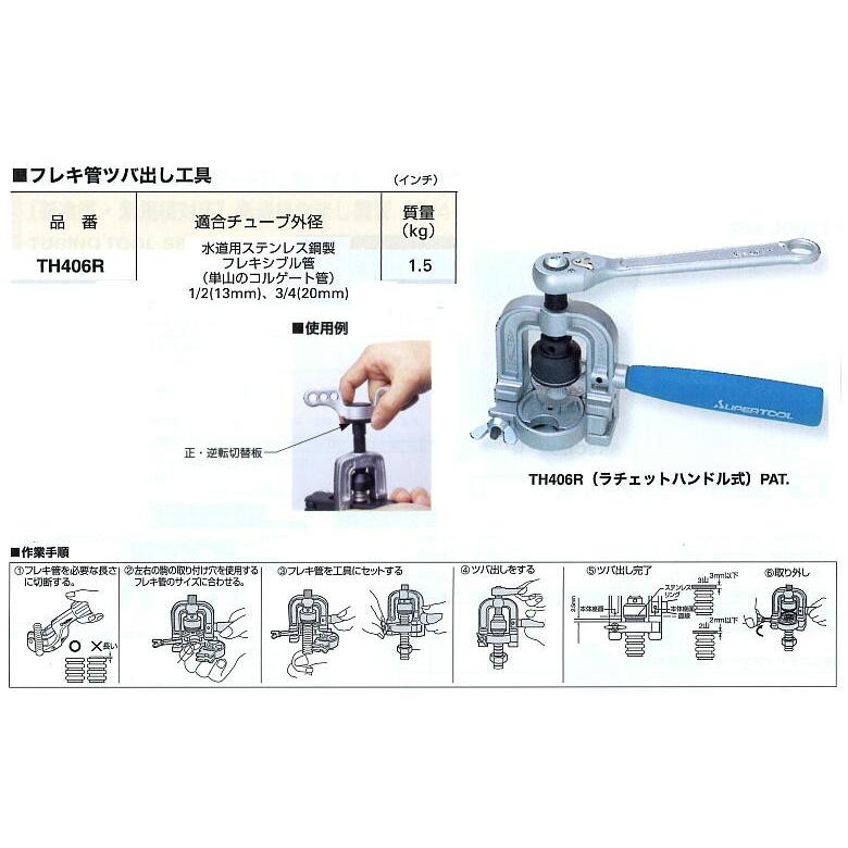 フレキ管ツバ出し工具 TH406R スーパーツール : th406r : ツール 