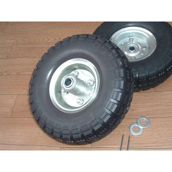 □ハンドトラック用車輪 4.10/3.50-4 260mm ノーパンクタイヤ2本 自作