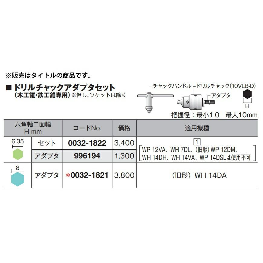 HiKOKI（ハイコーキ） ドリルチャックアダプタ セット 0032-1822 六角