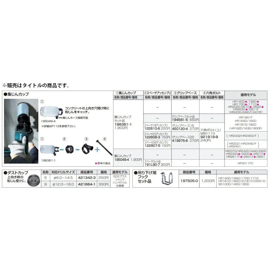 マキタ（makita） クリップベースセット品 194581-5 適用モデルHR1841F