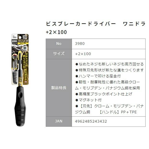 アネックス ビスブレーカードライバー ワニドラ +2×100 No.3980