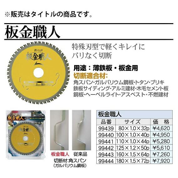 アイウッド 板金職人 チップソー 99443 コード610582 プロ専用超高性能チップソー 鉄人の刃 サイズ160×1.5×64P IWOOD ネコポス可 在庫 |  | 01