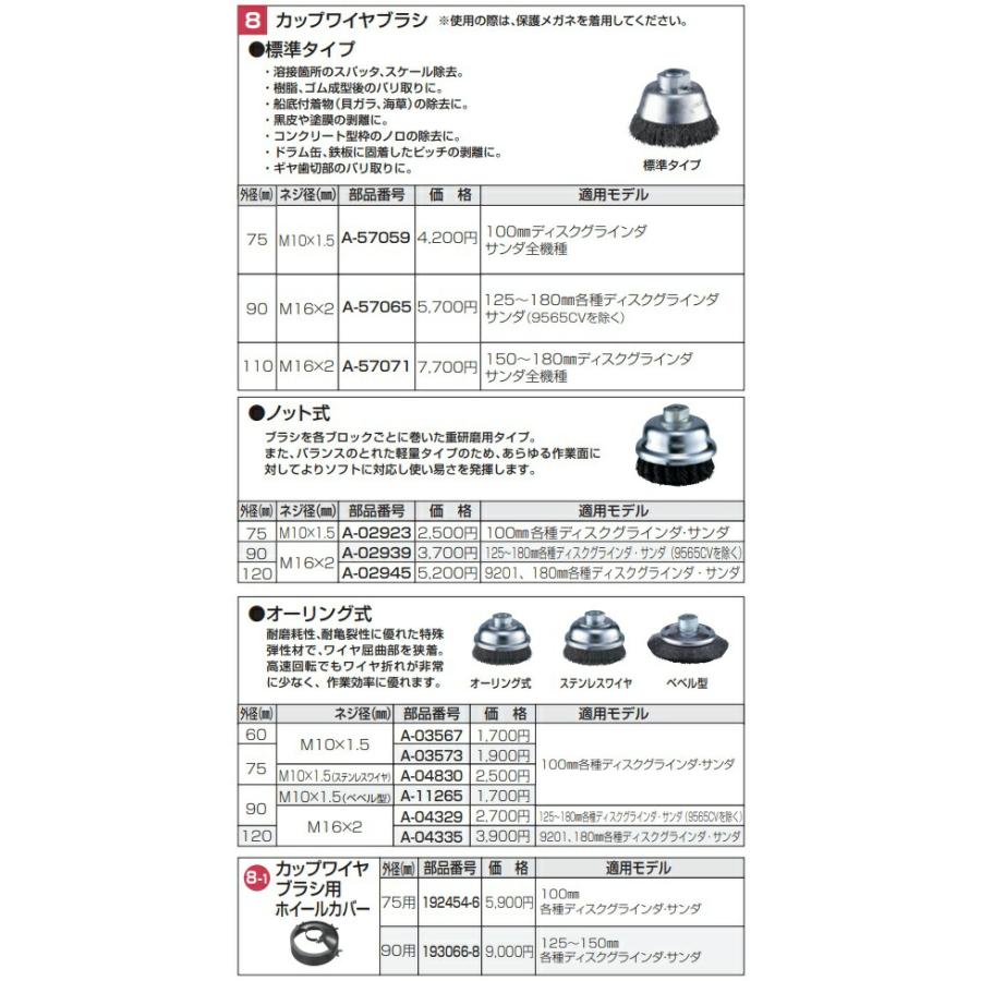 (マキタ) カップワイヤブラシ A-04329 オーリング式 外径90mm 125〜180mm各種ディスクグラインダ・サンダ(9565CVを除く) makita｜toolking｜02