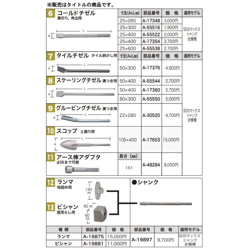 マキタ スコップ A-17653(SDSマックスシャンク) A-17653 スコップMAX マキタ 全長400mm A-17653 - 【通販
