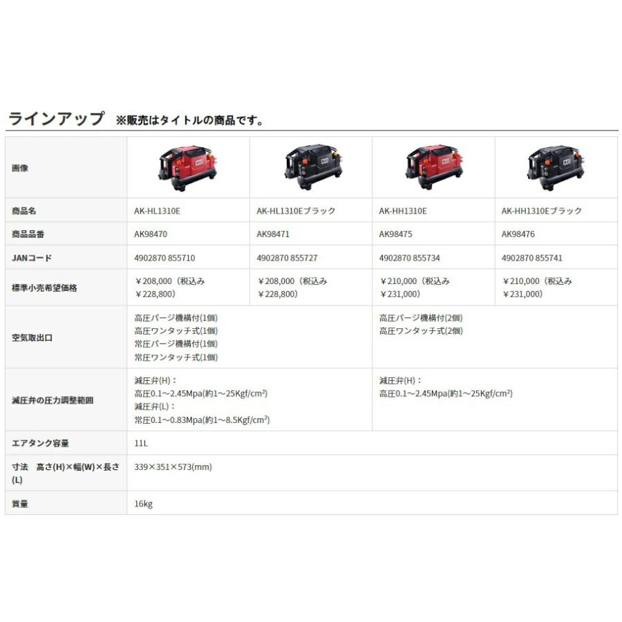 マックス 高圧エアコンプレッサ AK-HH1310E ブラック AK98476 タンク容量11L 高圧取出口4個 MAX 大型商品｜toolking｜06